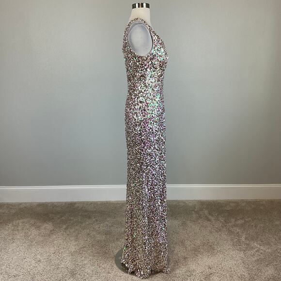 Alex Evenings Sequined Column Evening Gown Size 4 Pink and Gold Formal Dress - Picture 5 of 14